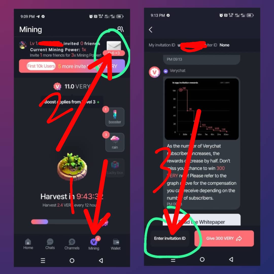 you are on VERYCHAT go to the mining section of the app and put this code👇
:01979838114
You will receive 100 VERY coin bonus instantly.
 don't sell off your VERY coin now the launch price is expected to start from $0.5
Strive to get atleast 1 VERYCHAT NODE NFT (worth $500)