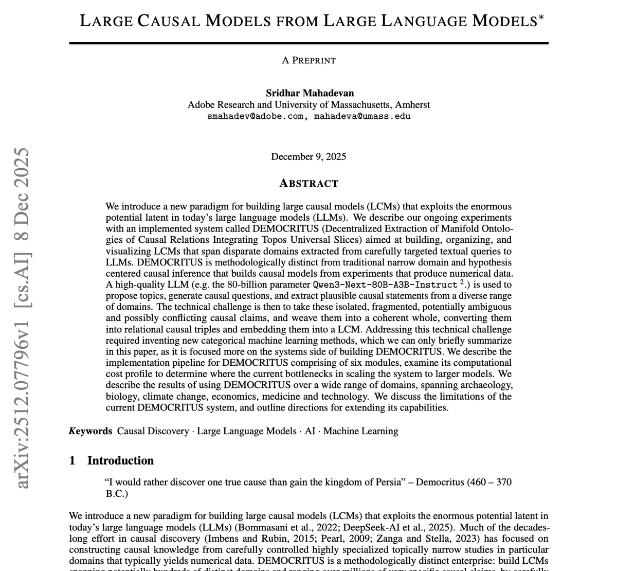 Holy shit… this paper might be the most important shift in how we use LLMs this entire year.

“Large Causal Models from Large Language Models.”

It shows you can grow full causal models directly out of an LLM not approximations, not vibes actual causal graphs, counterfactuals,