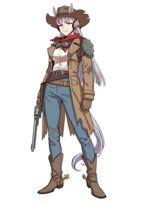 #ウマ娘falloutダービー 
『ゴールドシップ』
全米を旅してまわっているというウマ娘のガンマン。異様に長いリボルバーを手足のように扱う。ダイヤモンドシティに親友のウマ娘がいるらしい。テキサスから逃げて来た賞金首を追いかけるクエストがあり、イベントを最後まで進めると恋人になれる。 