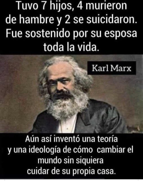 CCancamusa's tweet photo. @elconde_nad0 Que las ideas de un vago resentido, misógino, racista y parásito como Marx, que no supo ni siquiera sostener su familia, son las correctas para guiar el mundo. https://t.co/v5kBS4W1Ih