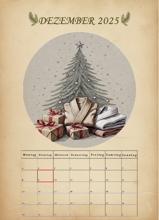 Guten Morgen Freunde des weihnachtlichen Bademantels.

Hinter dem Türchen Nr. 9 des #Brigadekalenders der #BademantelBrigade finden wir heute eine Aufgabe für euch Alle.

Zeigt uns eure schönsten Weihnachtsbäume. Egal, ob echt, gezeichnet, gebacken, KI oder egal in welcher Form