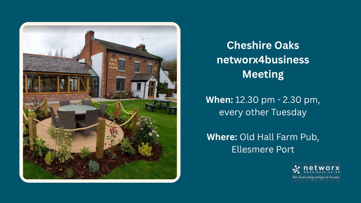 🔥 Tuesday connections that count!

Join us today, Tue 9 Dec at Old Hall Farm, Cheshire Oaks (12:30–2:30pm) for relaxed, friendly networking that builds genuine relationships — not salesy pitches.

Your first visit is FREE 💬👇

lnkd.in/eVWHdqRc