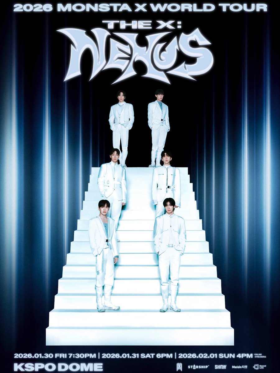 OfficialMONSTAX's tweet image. 📢
2026 MONSTA X WORLD TOUR
[THE X : NEXUS] 

잠시 후, 8시!
공식 팬클럽 선예매가 시작됩니다!

🔸 260130 (금) - 260201 (일)
📍 KSPO DOME

🎫 멜론 티켓
✔ 공식 팬클럽 선예매 251209 (화) 8PM (KST)

#몬스타엑스 #MONSTAX #MONSTA_X
#MONSTAX_THEX_NEXUS

국내👉🏻 bit.ly/48KNZIh…