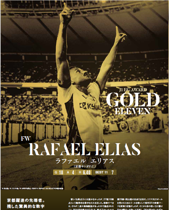 J1年間アワード | 🥇 GOLD ELEVEN ラファエル・エリアス（京都サンガ