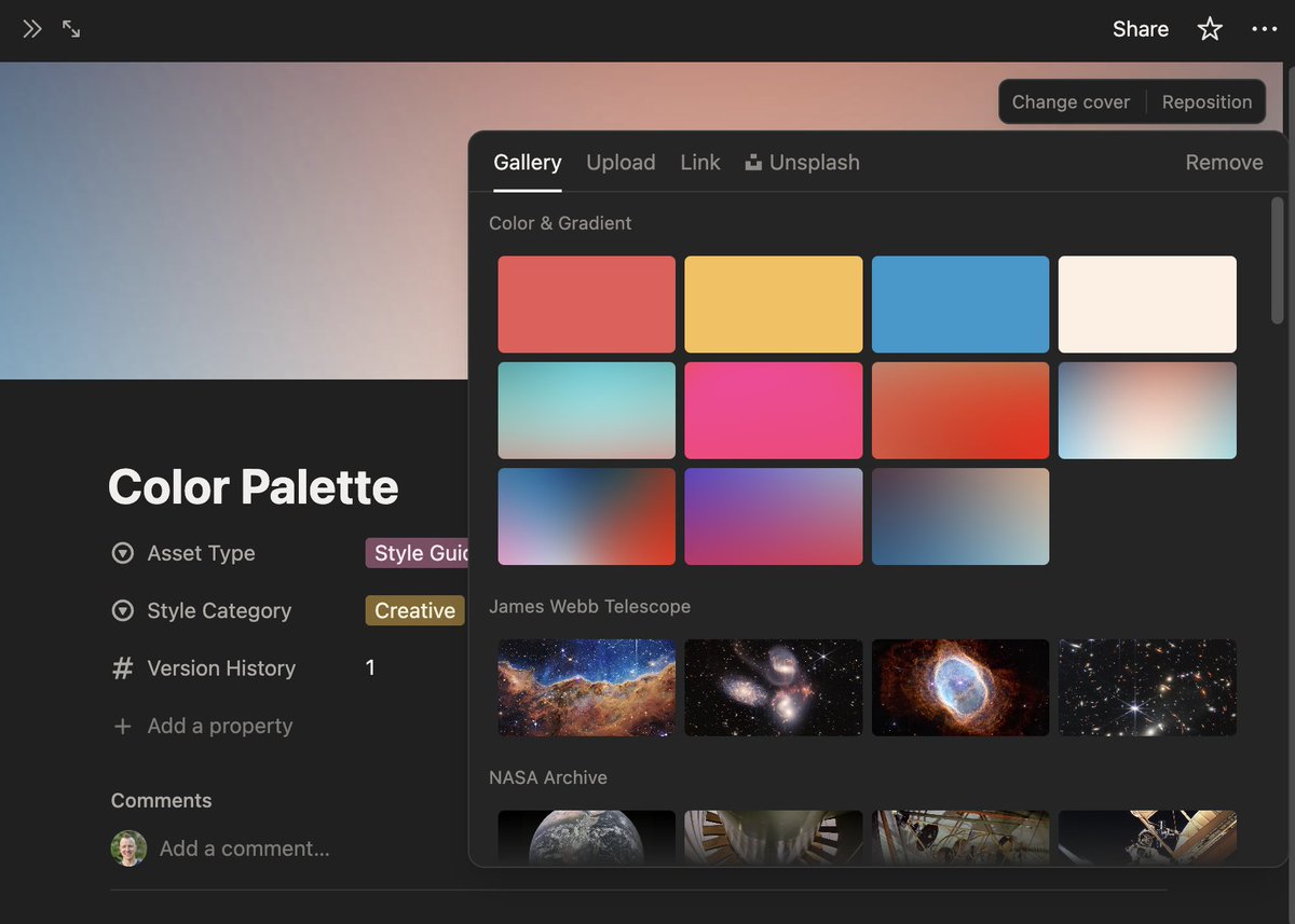 <a href="/NotionHQ/">Notion</a>  Can we get a color picker for page backgrounds? Seems like a QoL oversight. #notion