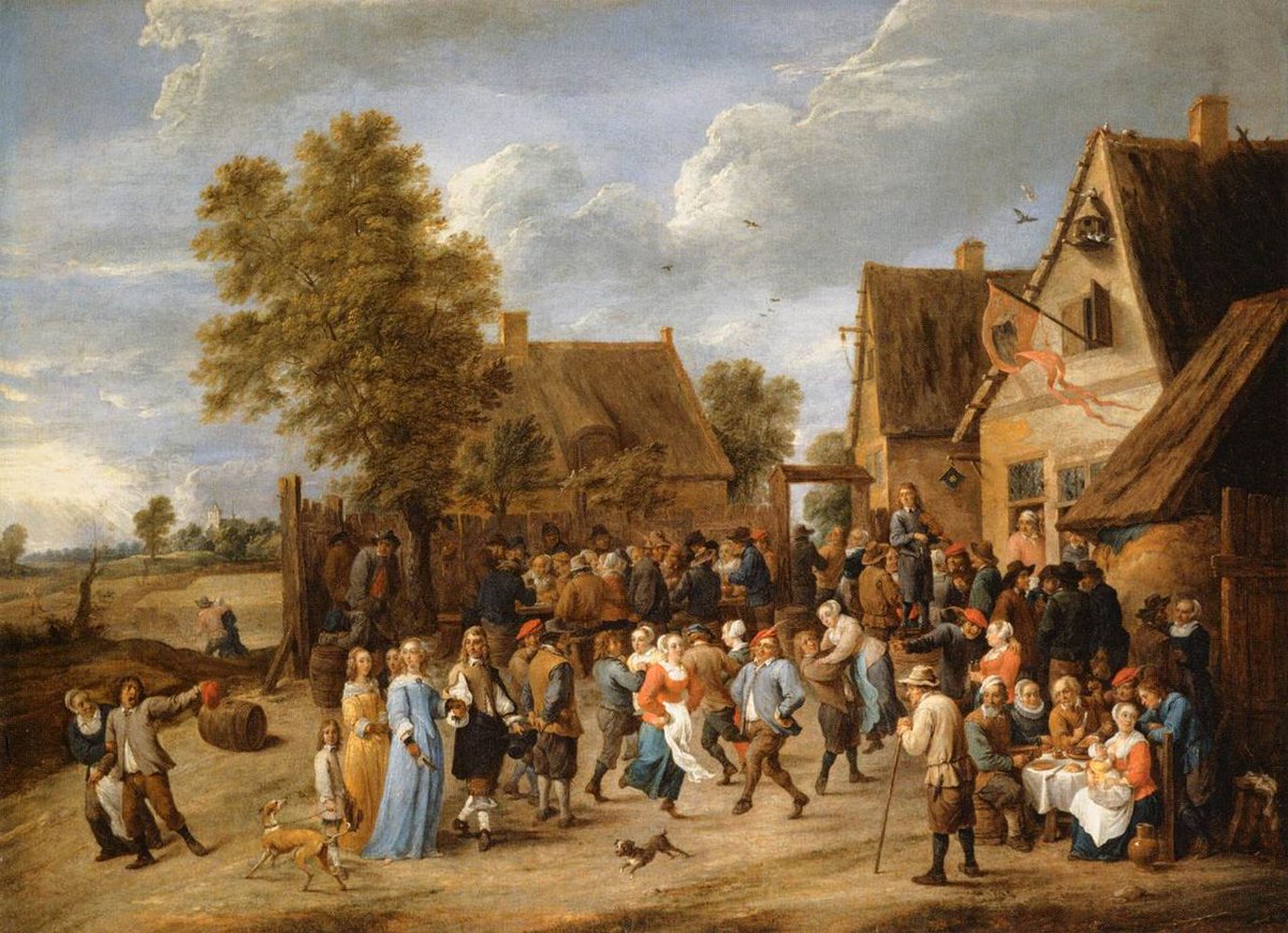 Genç David Teniers'in 1650–1660 yılları arasında yaptığı 
''Köy Şenliğinde Aristokrat Çift'' adlı eseri, 17. yüzyılda Flaman resminde “köy şenlikleri” sahnelerinin tipik bir örneğidir. 

Köylülerin yaşamlarını yansıtan bu sahneler Flaman bölgesindeki zengin tüccarlar, bankerler