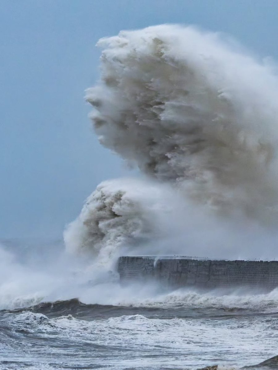 astrobboy's tweet photo. Un photographe saisit l’instant où un “visage” semble surgir d’une vague qui se brise. https://t.co/YM7I0laras