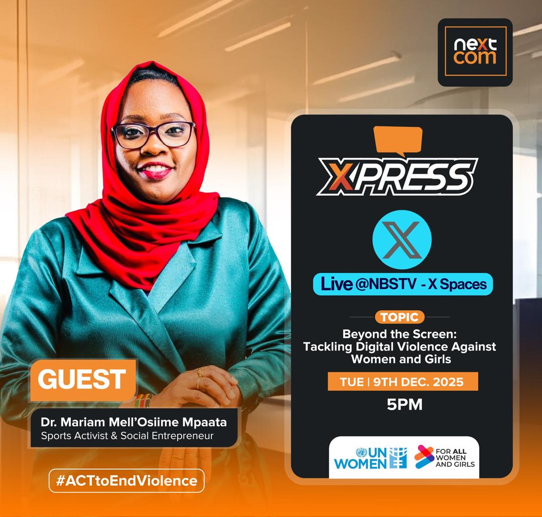 Join the conversation on today's X-Space at 5 PM as Dr. Mariam Mell’Osiime Mpaata (<a href="/DrMariamMpaata/">Mariam Mell’Osiime Mpaata</a>) discusses the realities behind online abuse and how we can collectively fight it.
<a href="/unwomenuganda/">UN Women Uganda</a> 

#16DaysOfActivism #NBSUpdates