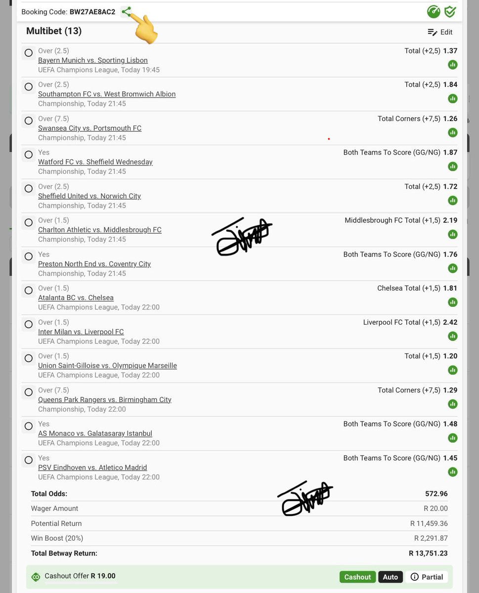 R13K Mixed Market💰💰💰

BW27AE8AC2 
19:45

Link: new.betway.co.za/book-a-bet-res…