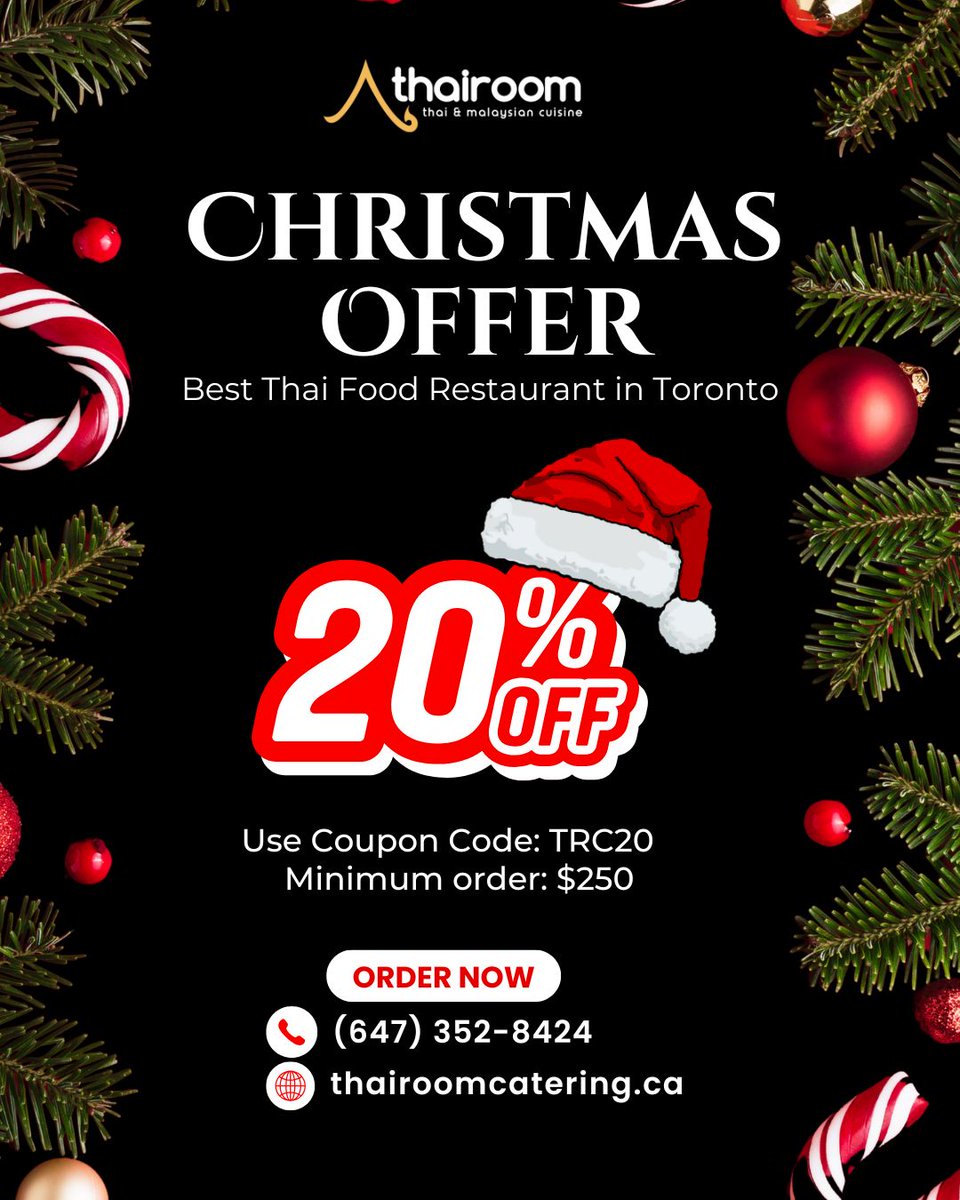 usasmmzone's tweet photo. ❤️ Get 20% OFF on your Christmas party order 
🎁 Use Coupon Code: TRC20 
🍽 Minimum order: $250
📞 Order Now: (647) 352-8424 
🌐 https://t.co/S2Z5kfSDTS

#TorontoFood #TorontoEats #TorontoCatering #ChristmasCatering #HolidayCatering #ThaiFoodToronto https://t.co/N6rgm4Ajkj