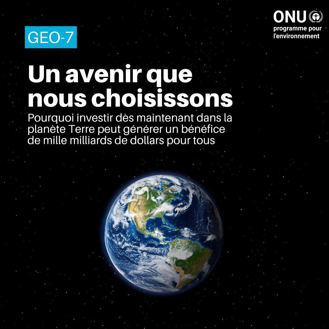 Investir dans une planète saine, c’est aussi investir dans l’économie.

Le rapport #GEO7 montre que transformer nos systèmes d’énergie, d’alimentation, de déchets et financiers peut générer 20 000 milliards $/an d’ici à 2070 et sauver des millions de vies.
unep.org/fr/actualites-…