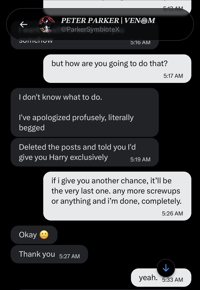 archivedacc0unt's tweet photo. @ParkerSymbioteX @goblinhosborn and part three of him being a filthy, dirty liar and promising his other account to me. https://t.co/wUN98x1Xg3