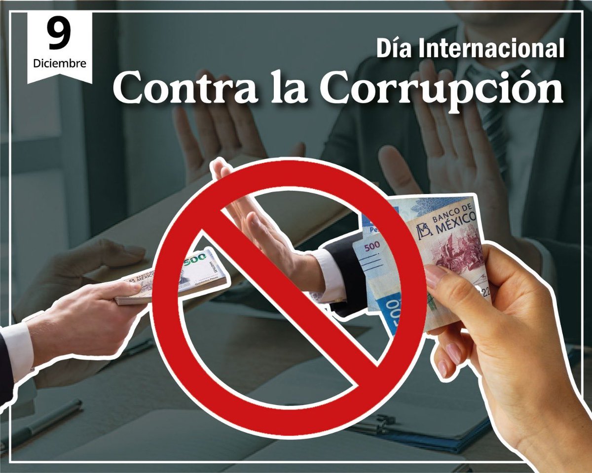 RocioBarcenaM's tweet photo. El Día Internacional contra la #Corrupción nos recuerda que ningún avance es posible sin #honestidad en el servicio público. Seguimos trabajando para fortalecer mecanismos de prevención y garantizar un gobierno #cercano y #transparente. https://t.co/qwyNKBImek