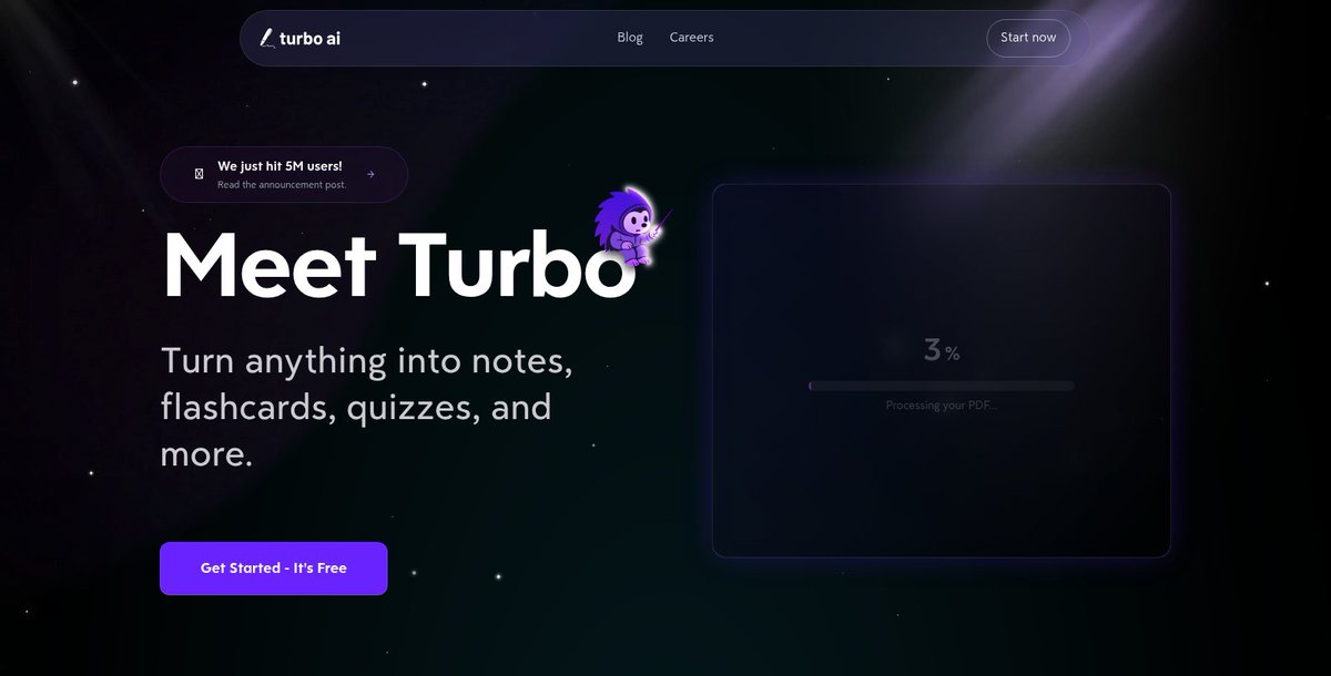 automate_tweak's tweet image. Say goodbye to tedious note-taking! 🚀 With #TurboAI, turn lectures, PDFs, and audio into organized notes, flashcards, and quizzes in minutes. Study smarter, not harder! #StudyEfficiency automateandtweak.com/tool/turbo-ai/