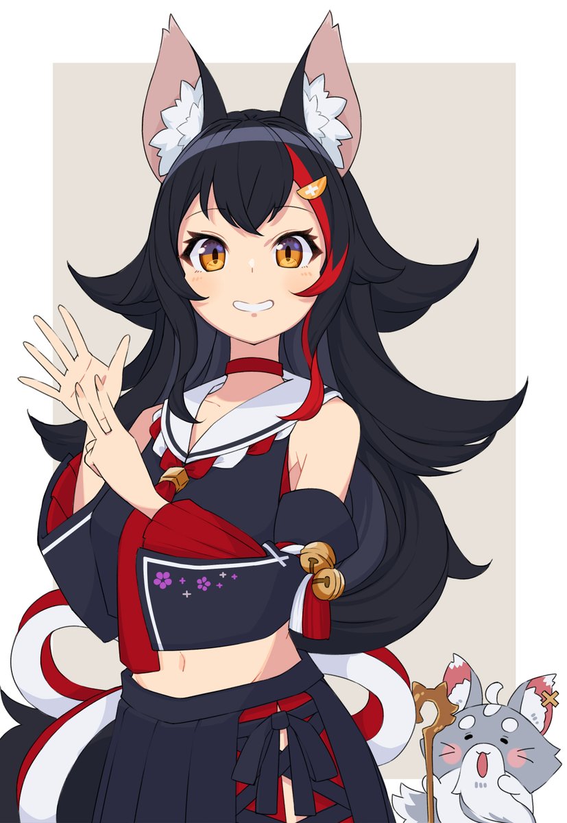 大神ミオ ,大神ミオ(通常) 「7周年!おめでとうございました! #みおーん絵」|和骨亭ぷら〜のイラスト