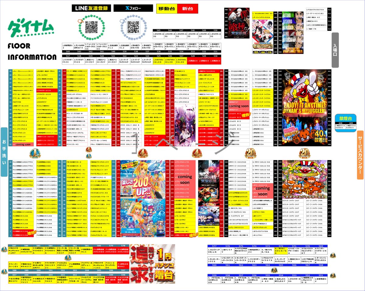 🔷🔶新台入替✖１パチ増台🔶🔷 

明日12/10㊌は最新機種が仲間入り‼️そして遂に⁉️ 
💥１パチ増台！！遊びやすさを追求ッ💥

配置図🗺️要チェック👀
入場抽選9：40スタート！
ご来店お待ちしてます🏃💨 

#ダイナム #大村 #新台入替 #パチンコ #スロット #１パチ