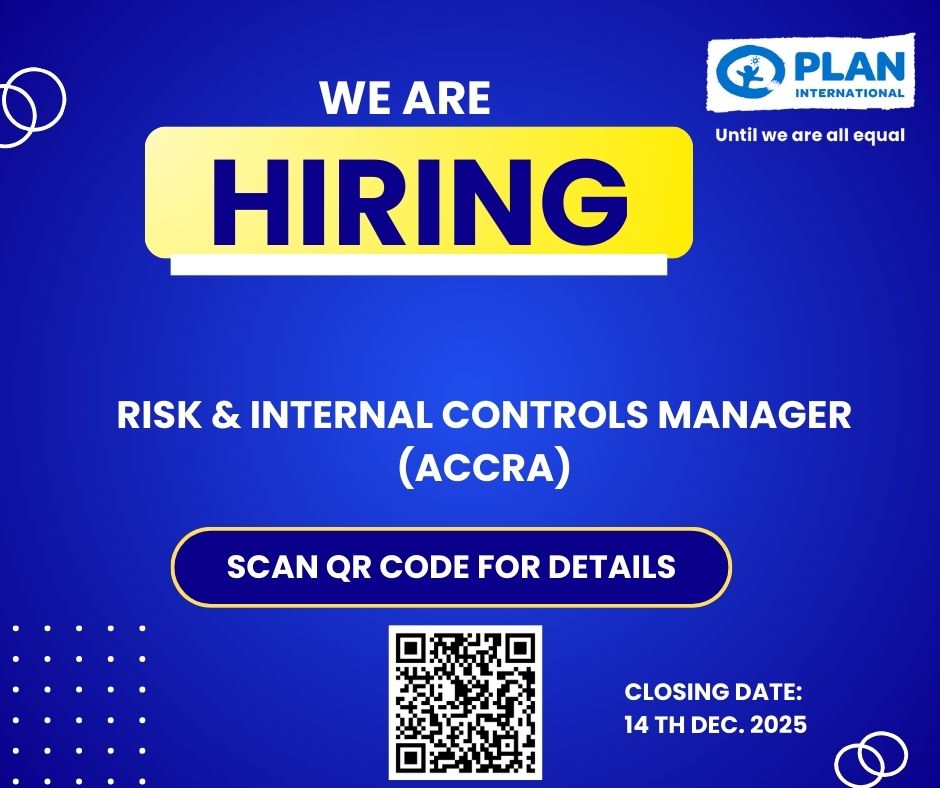 planghana's tweet photo. 🚨 We’re Hiring!
Risk &amp; Internal Controls Manager 
Plan International Ghana is looking for a skilled professional to strengthen governance, risk management, and internal controls within our Ghana programme.
📌 Apply Here: https://t.co/DRWJNKqjuA
You can scan the QR code as well! https://t.co/0rOG7rFrho
