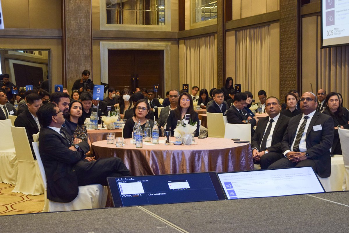 IndiainThailand's tweet photo. @IndiainThailand organized a knowledge sharing workshop in collaboration with Tata Consultancy Services(TCS) on the theme ‘Digital Government: Building Trusted Futures’. 

Cd’A Ms Paulomi Tripathi in her address highlighted India’s digital transformation journey backed by Digital Public Infrastructure(DPI) and the opportunities there in for collaboration with Thailand to accelerate implementation of Thailand 4.0 vision.

Through this event, TCS, India’s premier IT services and consultancy company, engaged with various Ministries and public sector entities in Thailand and shared their experience and expertise in supporting Governments and businesses to build trusted digital ecosystems for various citizen-centric services. The discussions focused on five thematic areas - Energy & Utilities, Education & Skill Development, Tourism & Transport, Healthcare,and Commerce, Trade & Finance.

@PMOIndia @MEAIndia @IndianDiplomacy @GoI_MeitY @TCS @PIB_India @MFAThai @prdthailand @ThaiPBS