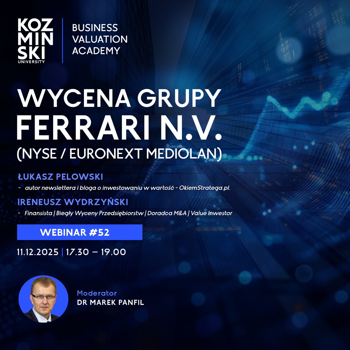 Wiem, że z webinarem LPP nie wygram, ale mimo wszystko zapraszam Was na spotkanie, podczas którego z Irkiem i gościnnie <a href="/BartekSzyma/">Bartek Szyma</a> omówimy wycenę spółki <a href="/Ferrari/">Ferrari</a> !

Link do rejestracji i analizę fundamentalną znajdziecie w komentarzach.