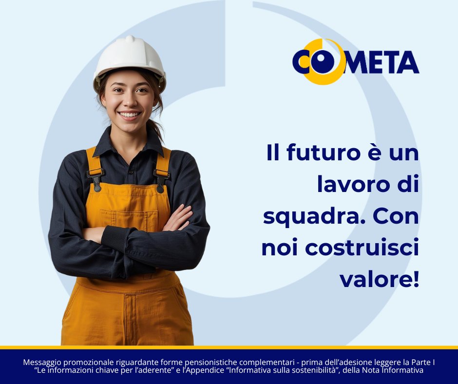 🎯 Ogni giorno ci impegniamo per costruire valore - con fiducia, responsabilità e collaborazione.
⏳ Con #FondoCometa il futuro diventa un progetto condiviso: solido, trasparente e costruito insieme.
🔗cometafondo.it
#FuturoCondiviso #FondoPensione