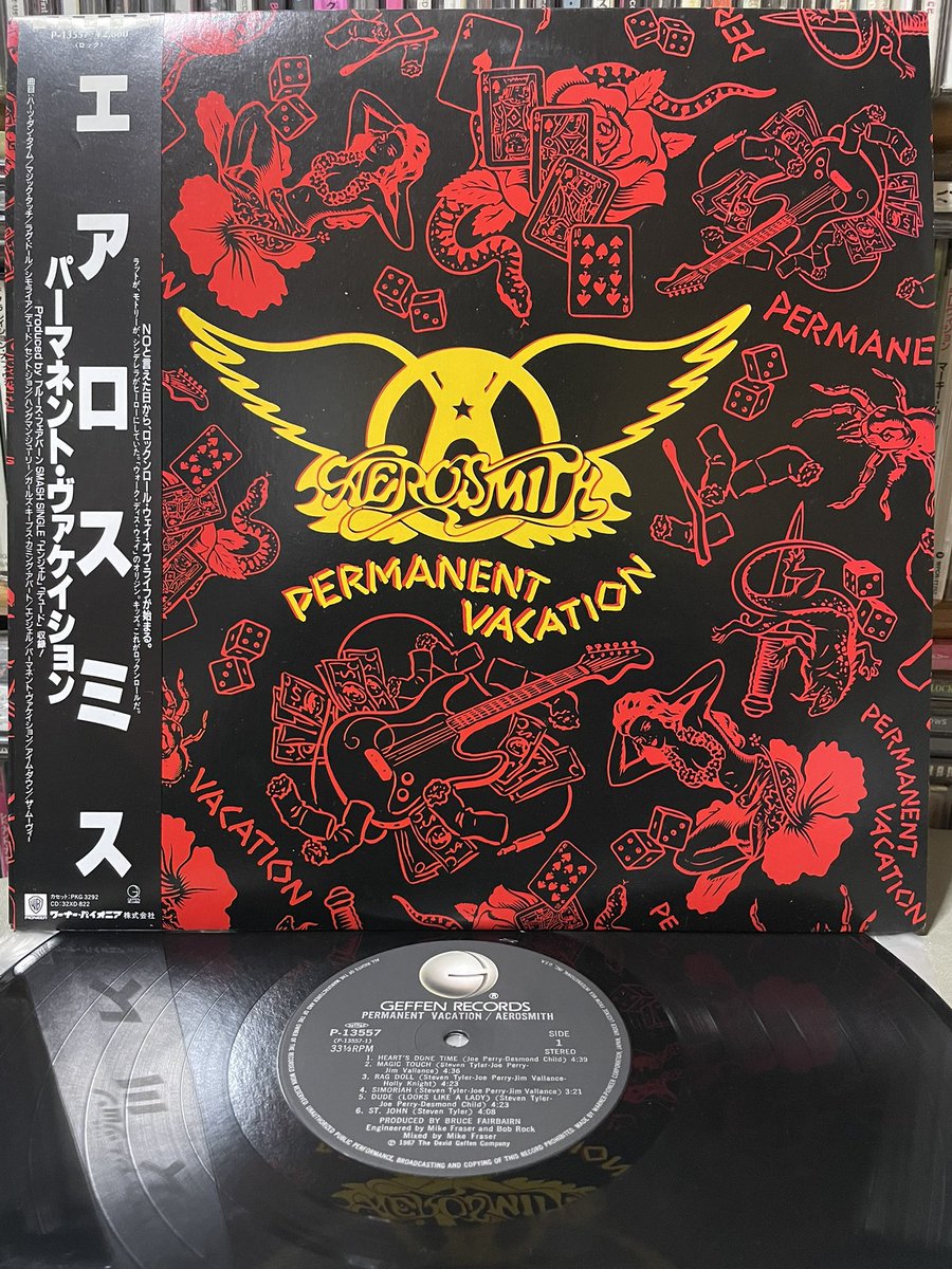 AEROSMITH / PERMANENT VACATION 87年日本盤レコード Geffen Records