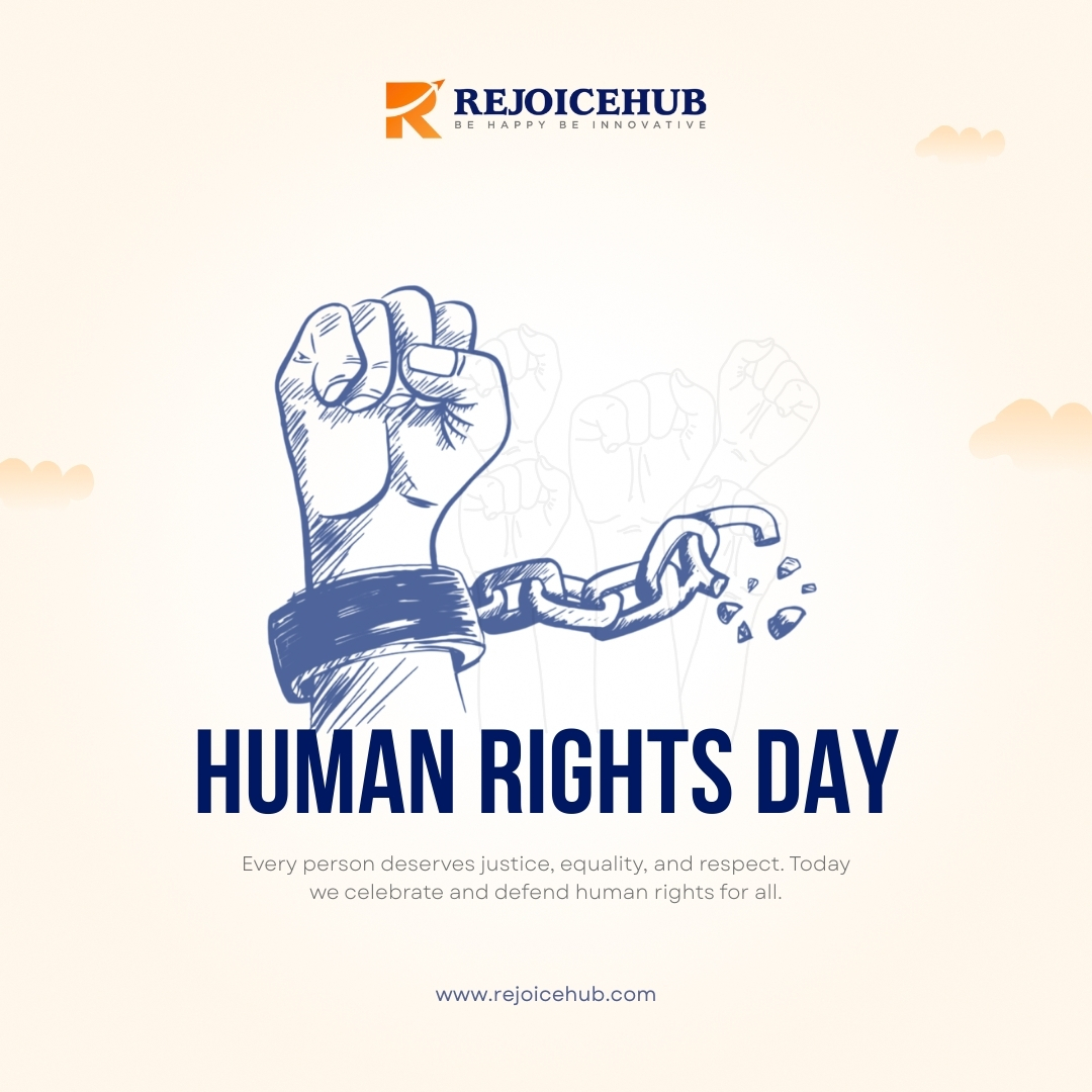 Rejoicehub's tweet image. Human Rights Day🤝 
Every individual deserves justice, dignity, and equality.🌍 Let’s celebrate Human Rights Day by protecting the rights of all.
.
.
#rejoicehubllp #HumanRightsDay #EqualityForAll #JusticeAndFreedom #StandForRights #ProtectHumanRights #HumanRights