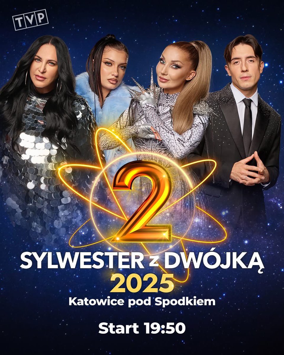 TVP's tweet image. Największa impreza roku❗ Pełna gwiazd i niesamowitej muzyki ✨ Sylwester z Dwójką 💥 o 19:50 w Katowicach pod Spodkiem i TVP2 🧡