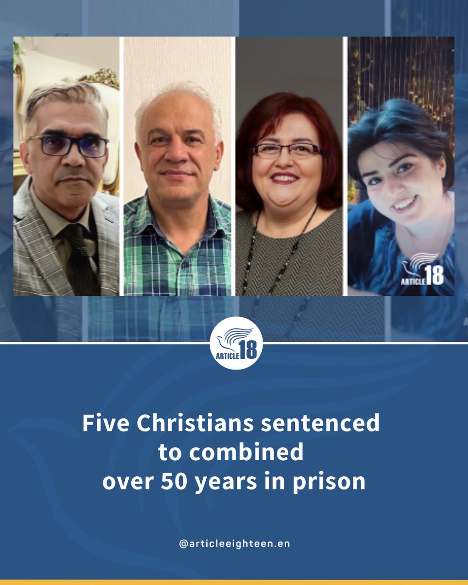 articleeighteen's tweet photo. Five Iranian #Christians have been sentenced to a combined more than 50 years in #prison on charges related to ordinary religious activities such as #praying, performing #baptisms, taking #Communion & celebrating #Christmas.
The indictment against the Christians begins with a quote from Supreme Leader Ali #Khamenei’s notorious October 2010 speech, in which he identified the spread of #house_churches across #Iran among the “critical threats” facing his #IslamicRepublic.
#Article18's @mansourborji commented: "In my view, Khamenei’s hate speech can therefore be understood to be directly responsible for the violence suffered by these & many other Christians.
“The prosecutor goes on to suggest that Protestantism and ‘Zionist Christianity’ are one and the same, demonstrating how Iran’s intelligence agencies twist reality to guarantee convictions.
“He also wrongly presupposes that Iranian Christian organisations abroad are agents of foreign intelligence agencies, without offering a shred of evidence. And all of this is to justify and rationalise judicial violence.
“The indictment demonstrates clearly how Iranian Christians are convicted for no other reason than their ordinary Christian activities. Meanwhile, the Islamic Republic claims to provide its citizens with #religiousfreedom, when demonstrably no freedom of choice exists.”
Full story 👇
🔗 https://t.co/Gn1hNaCUAx
#Iran #Christians #Converts #Armenians #FoRBForAll #Place2Worship @SaeedehHossein8