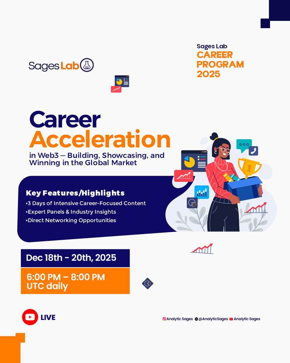 Your 3-Day Web3 Career Sprint is Here. 🚀

Tired of just learning? Ready to launch?

The Sages Lab Career Program is your focused, 3-day blueprint to accelerate your path in Blockchain and Data.

We're cutting through the noise. From December 18-20, get the strategies,