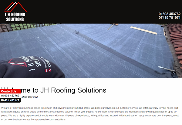 OMD Websites launches #responsive #website for #Norwich #Norfolk business JH Roofing Solutions: Specialists in all aspects of roofing, new roof or repairs, pitched or flat. Also chimney repairs, fascias, soffits and guttering in Norwich &amp; surrounding area. jhroofingsolutions.com