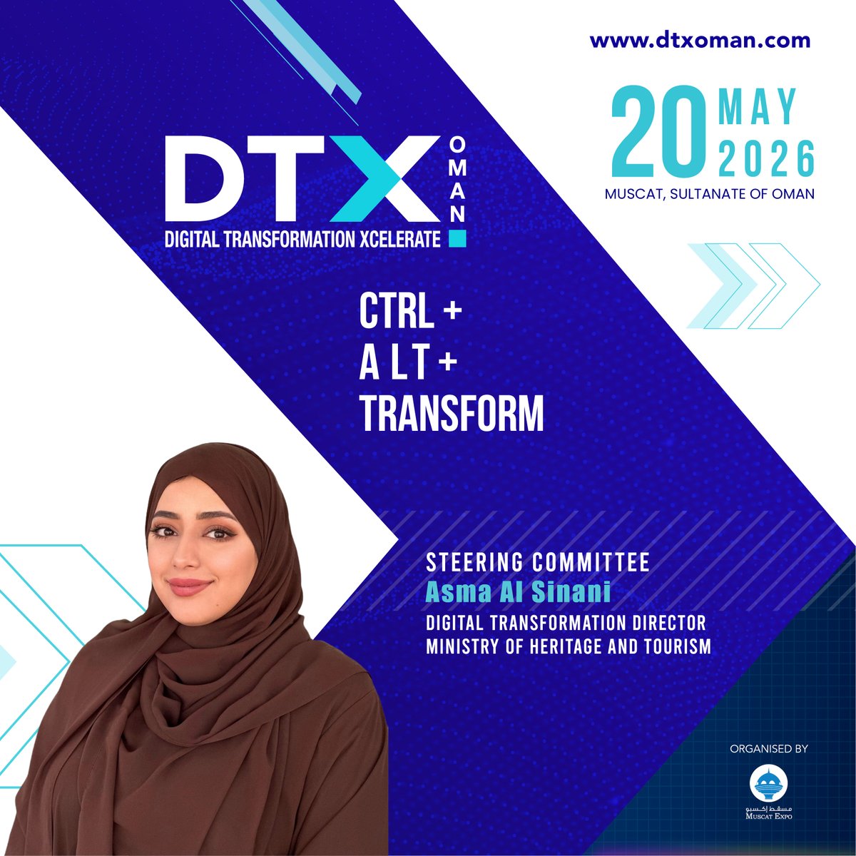 We are pleased to announce <a href="/Asma_AlSenani/">اسماء السناني</a>  as a Steering Committee Member at DTX-Digital Transformation Xcelerate Event 
Date: 20 May 2026, Muscat
dtxoman.com
#digitaltransformation #technology #innovation #business #ai #artificialintelligence #digitalstrategy