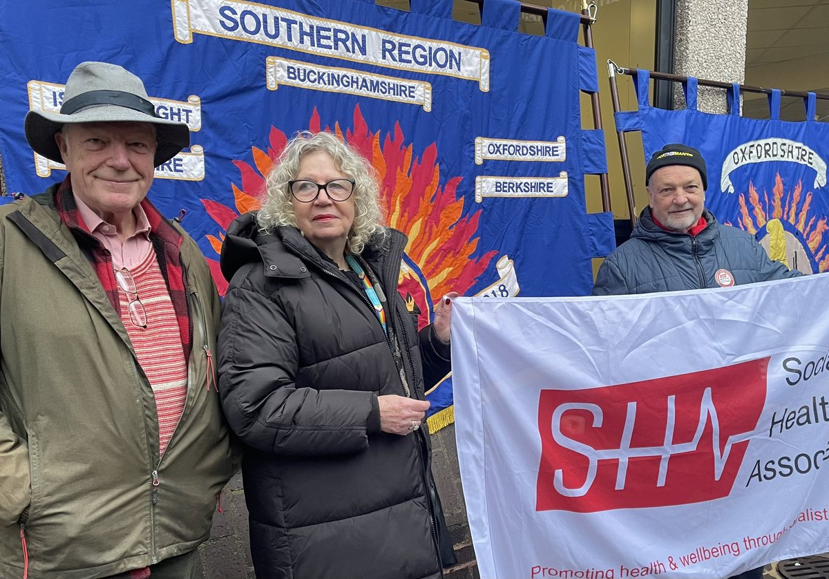 SHA members with the leader of county Labour Group, Liz Brighouse, join FBU mass lobby of Oxfordshire LibDem - Green led Council  opposing fire service cuts.