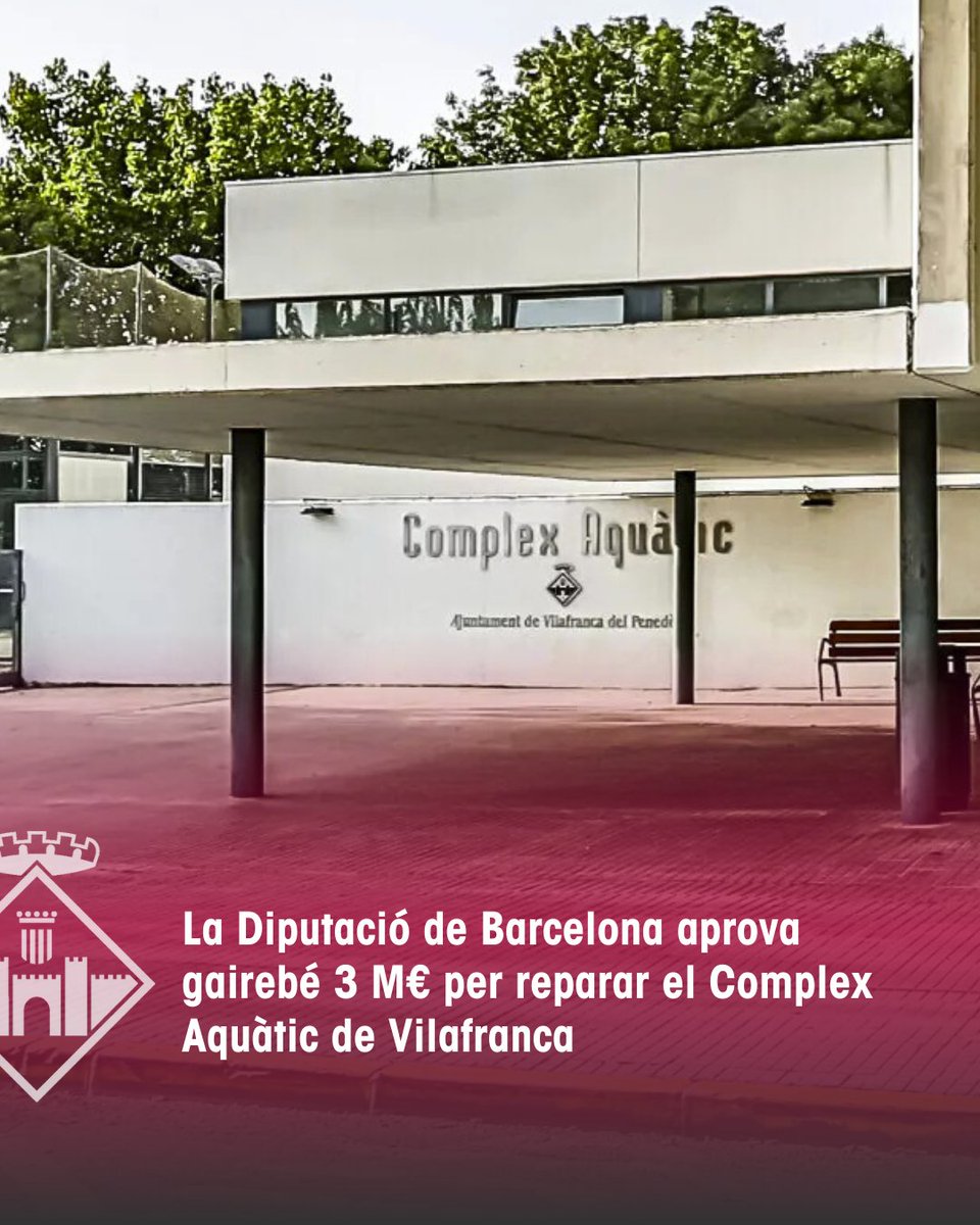 📢 La @dibacat atorga 3M€ a Vilafranca per recuperar els danys de la DANA del 12 de juliol, amb especial atenció al Complex Aquàtic i equipaments esportius municipals. 
🔗 Més info: vlf.cat/ajutcomplex1225