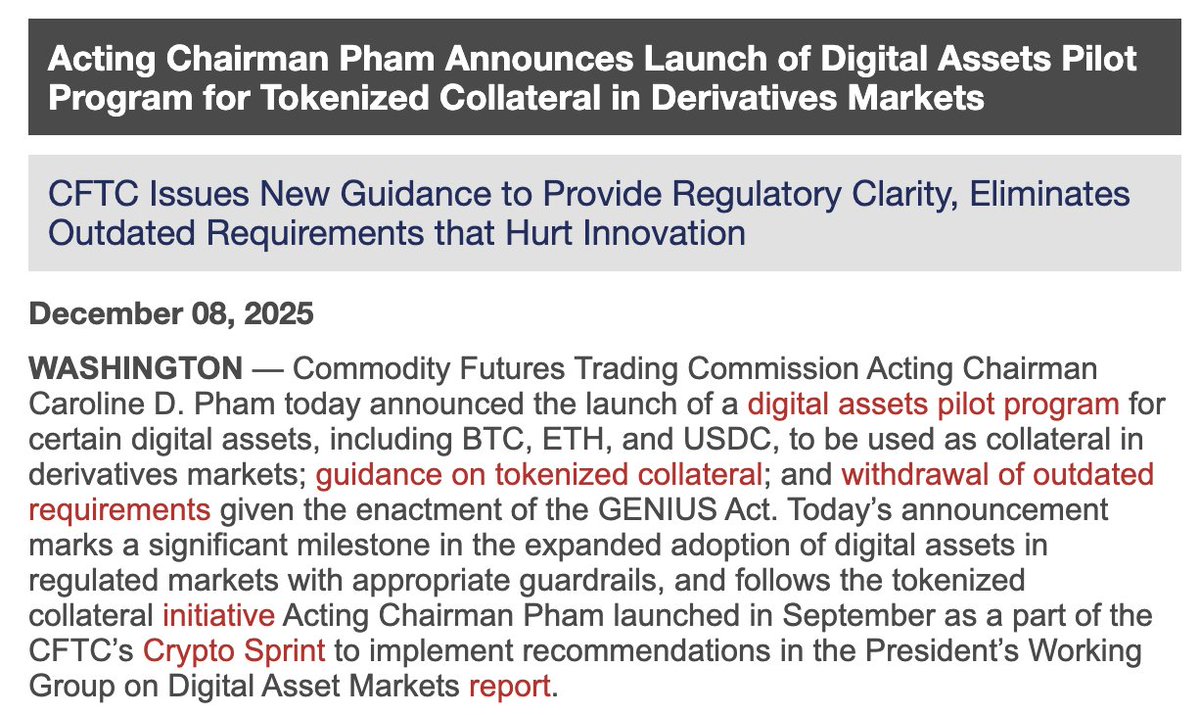 BREAKING CRYPTO NEWS: 🇺🇸 CFTC JUST ANNOUNCED BITCOIN CAN NOW BE USED AS  COLLATERAL IN DERIVATIVES MARKETS THIS IS MASSIVE!!!
