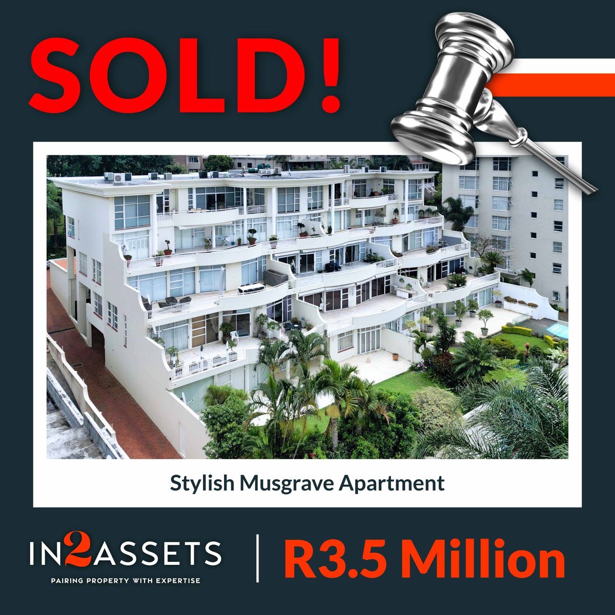 In2assets's tweet image. Stylish Musgrave Apartment SOLD for R3.5 Million!