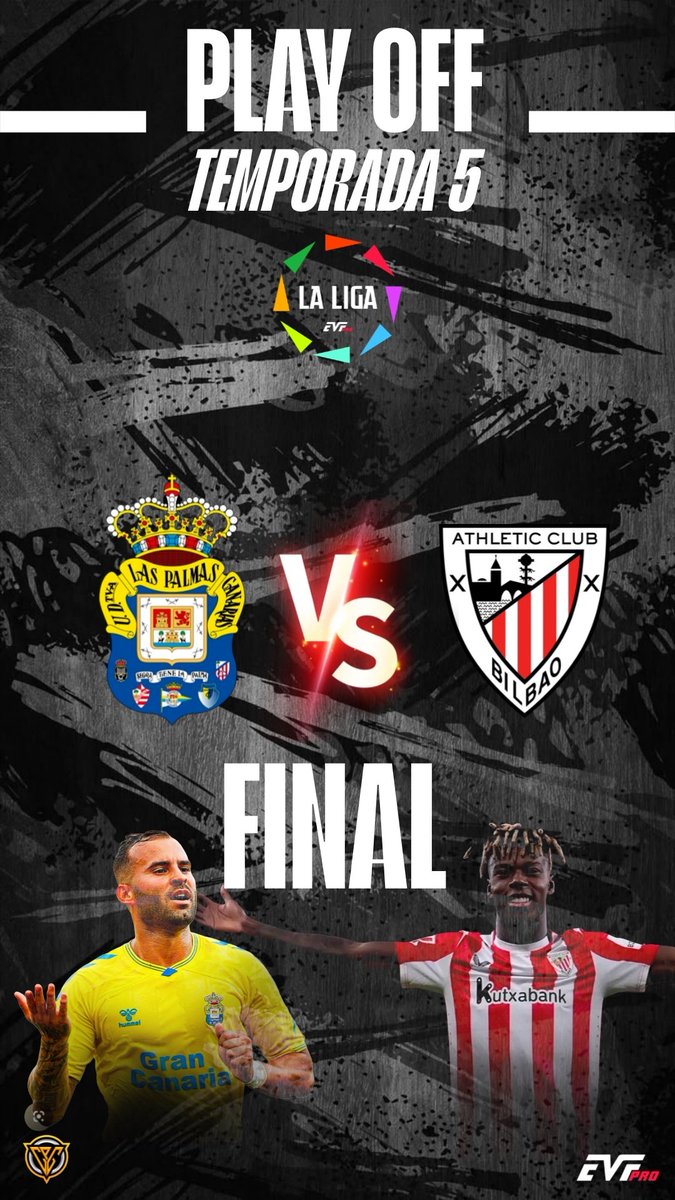 HOY ES EL DÍA!!!
🔥🔥🔥🔥🔥🔥
LLEGA LA GRAN FINAL!!!

Esta noche se enfrentarán los dos finalistas de LA LIGA-EVF PRO de 00 a 01 @EVFOfficial_

<a href="/EVFLasPalmas/">Las Palmas</a> vs <a href="/EVFAthletic/">EVF Athletic🔴⚪</a> 
🟡🔵
🔴⚪️