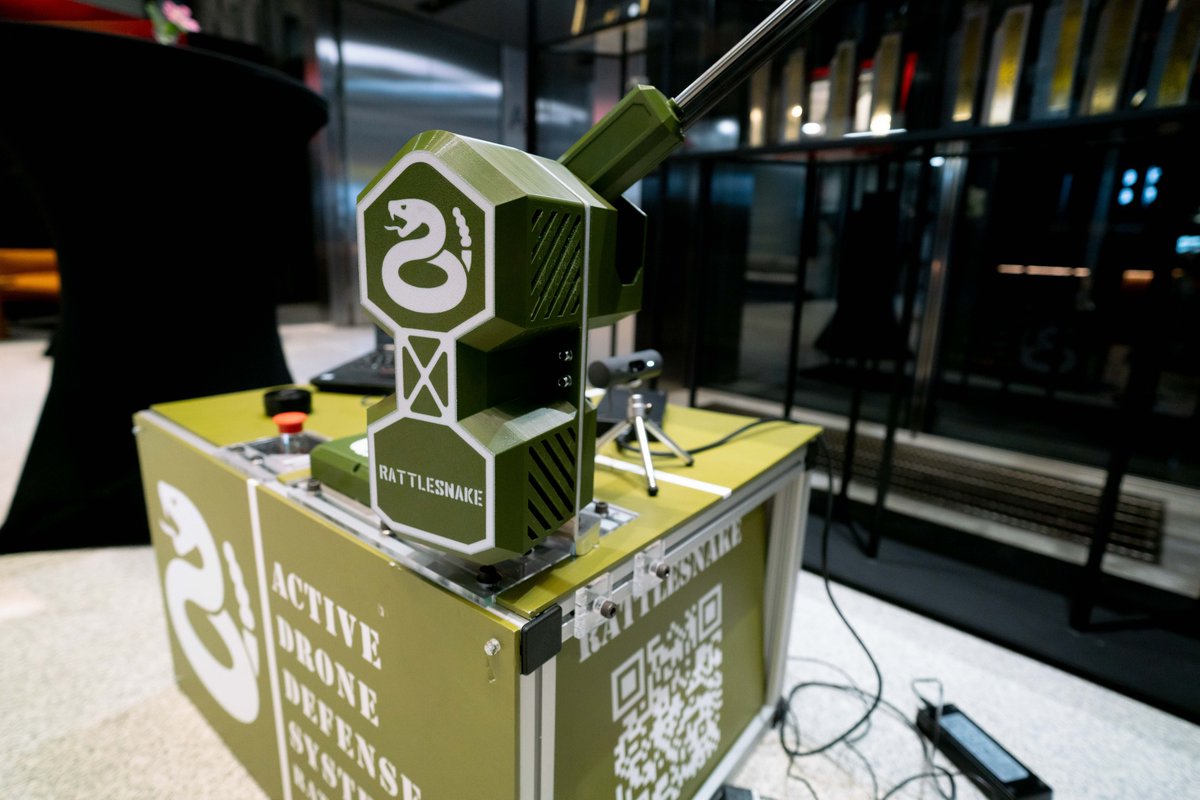 Eurodefensetech's tweet photo. Our final European Defense Tech Hackathon for this year is a wrap 💥 

Co-organized with Polski Fundusz Rozwoju S.A. (@Grupa_PFR) and held under the patronage of the Minister of National Defence of Poland @Poland_MOD, we gathered 130+ participants across 22 teams over the weekend 

Three teams rose to the top:

1st place – Last Mile: A handheld device for soldiers to carry information into the last mile before the frontline by Fabio Keller

2nd place – Postup Solutions: An autonomous system to detect, target, and neutralize fiber-optic and other FPV drones by Vlad Kozak, Rafal Tomczak, Igor Dziubek, Alan Sierakowski, and Michał Krzywański

3rd place – OhBuoy: Acoustic drone detection at sea against drones launched by the russian shadow fleet by Peter Schüllermann, Salih Alperen, David Black, Rylan Hillman, Shawn Taylor

Special Awards by our partners:

Bifrost Defence Award – Boaty: Underwater critical infrastructure protection by Francisco Garrido and Pawel Petruch

17Tech Award – Cable Claw: Capture and destroy fiber-optic drone cables by Elias Goldbach, Pavel Cernenco, Mathieu Moalic, and Arthur Hurnell

Azov Award – Rattlesnake: An ultra-low-cost active drone-defense system using autonomous detection, targeting, and a pneumatic turret to neutralize FPV drones by Mateusz Dyrda and Dominik Marszk

We're very grateful to our key partner Nordic Air Defence @NADindustries, our host @EYnews, our hackathon partner @getswarmer, and Expeditions, @OrbotixTech, 17Tech, DroneAid Collective, Pilotix, and @inflection_fund 

This hackathon was one of our strongest yet—not only did teams make tremendous progress in just 48 hours, building fully functional demos and prototypes, but we also saw real-world impact from previous events. 

Several teams from our April hackathon continued their work, returning with mature prototypes that are already making waves.

Many thanks to the individuals who made this possible: Weronika Mystek, Paweł Huras, Zbigniew Liptak, Matteo Bertani, Konrad Sobczak, Aleksandra Pawłowicz, Sylwia Majek, Anna Reiwer, Andrzej Rościszewski, Sebastian Straube, Olya Bezverkha, Serhii Kupriienko, Mykyta Puz and many others!

Can’t wait for more hackathons next year 🤗 

Stay tuned and continue building!