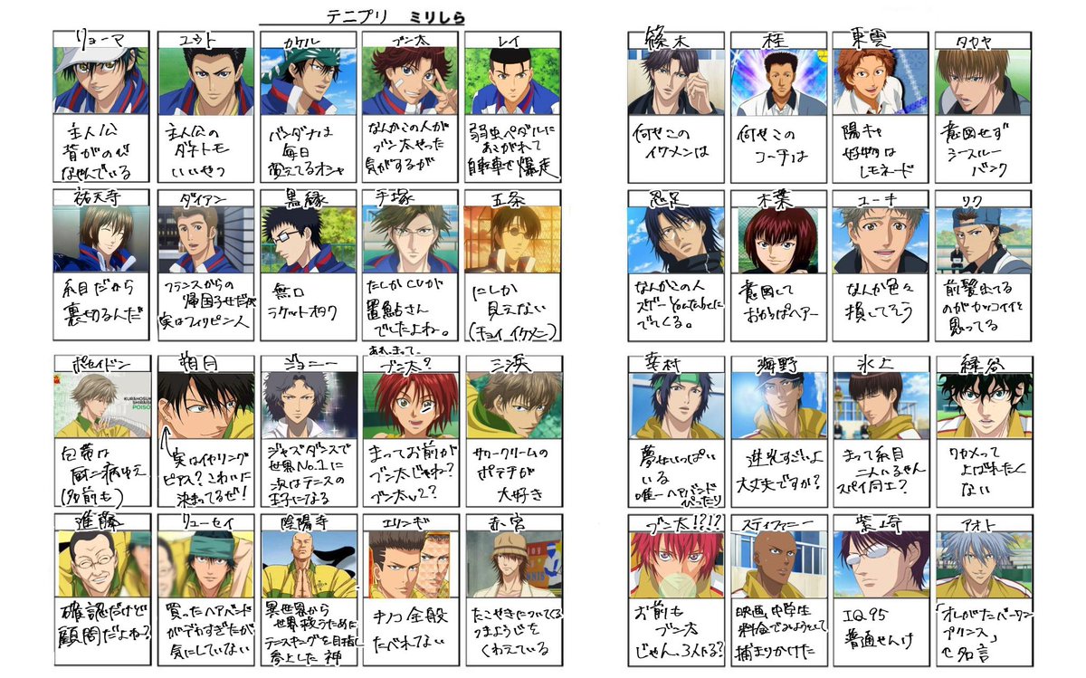 友達に頼まれてテニプリのミリしらやった