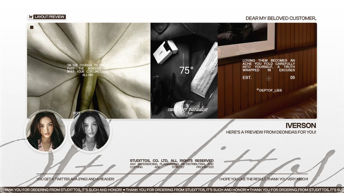 Help me to RT/REPOST this?

Selamat malam! Aku membawa 10 calon katalog layout yang akan aku jual nantinya, boleh tolong ospeknya? Jika ada kesamaan dengan BA lain, boleh tolong langsung DM aku secara baik-baik, ya!

Terima kasih banyak! 🤍

#ZONAUANG #ZONABA #ZONABU