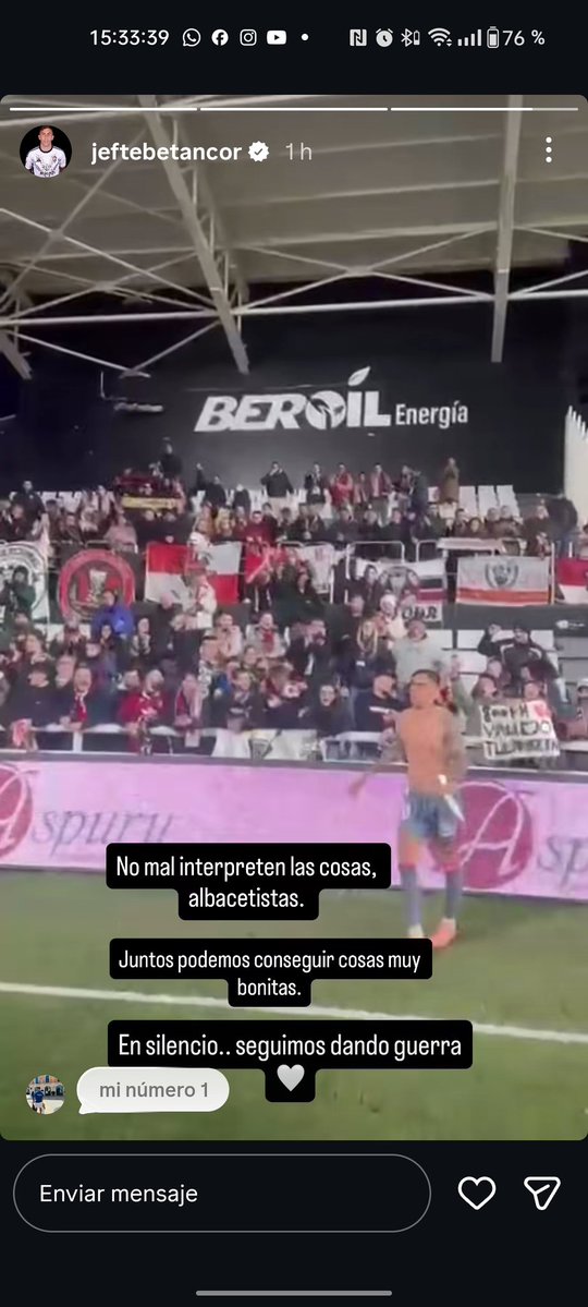 Disculpas de Jefté. Bien. Además el gesto de dar la camiseta, que también lo vi, fue muy top.