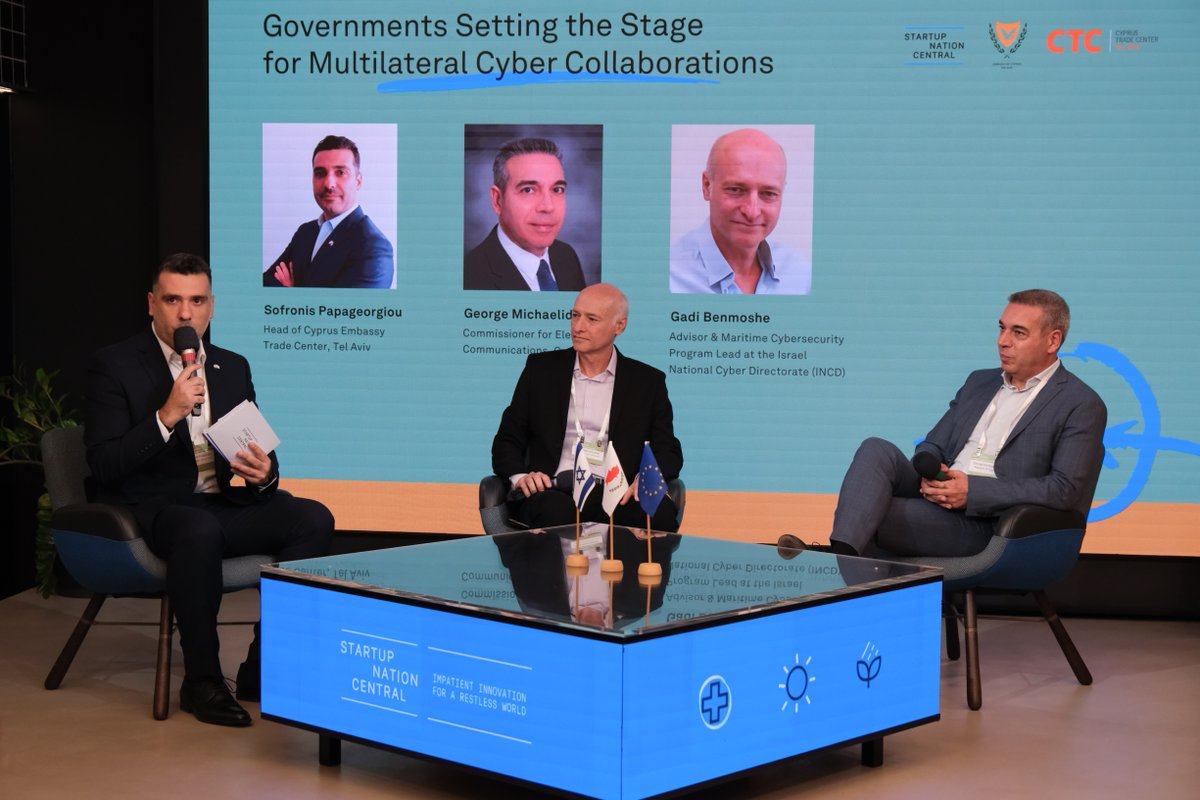 sncentral_'s tweet photo. Last night’s Tech Horizons of the Mediterranean event brought together leaders from Israel and Cyprus for a focused discussion on the growing collaboration between our ecosystems.

The conversations centered on cyber, maritime, and energy innovation and the shared need for resilient digital infrastructure, rising cybersecurity readiness across companies and governments, and cross-disciplinary cooperation to drive innovation at scale.

We were honored to host H.E. Kornelios S. Korneliou, Ambassador of Cyprus to Israel, whose participation underscored the commitment both countries share in advancing technological partnerships. 

Two panels highlighted how public and private sectors are shaping the region’s next phase of tech collaboration.

The first panel examined how governments can enable multilateral cyber collaboration. Moderated by Sofronis Papageorgiou, it brought together George Michaelides and Gadi Benmoshe for a focused look at shared challenges, rising threats, and the need for aligned regulatory approaches that strengthen regional preparedness. 

The private sector panel, moderated by Aviva Steinberger, focused on how industry is investing in the infrastructure that will secure our future. Despina Panayiotou Theodosiou and Tomas Beerthuis explored how emerging technologies, from AI-enabled decision support to multi-network satellite connectivity, are reshaping global industries and increasing cybersecurity demands.

Grateful to join this dialogue and to contribute to cross-border cooperation that delivers real impact for our region. Two small countries, when working together, create a meaningful force for innovation. 

Cyber Week TLV Lital Eshel, Liat Fischer, Tototheo Global, Cydome Nir Ayalon Baromar Sergio Koren  Electricity Authority of Cyprus CyprusTrade Center, Microsoft, Cyprus Embassy Trade Center in Tel Aviv, Israel National Cyber Directorate - מערך הסייבר הלאומי