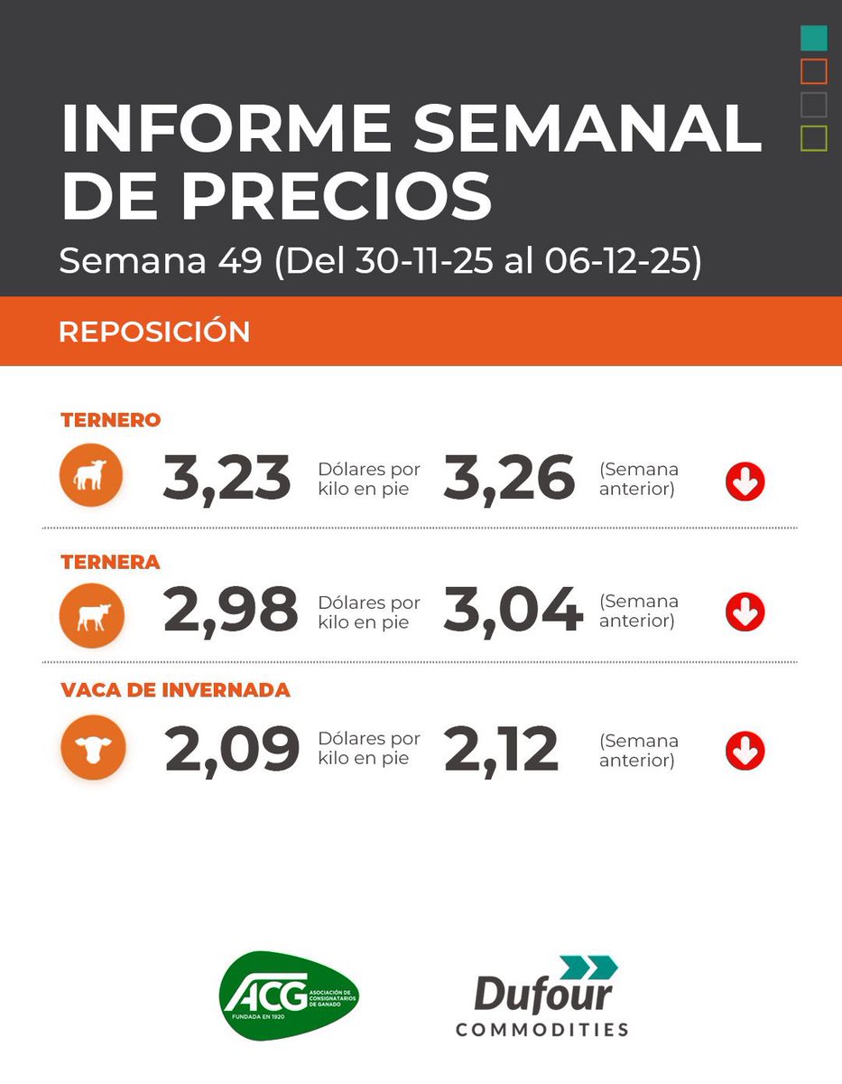 ✅Compartimos el informe semanal de precios: del 30/11 al 06/12👇
