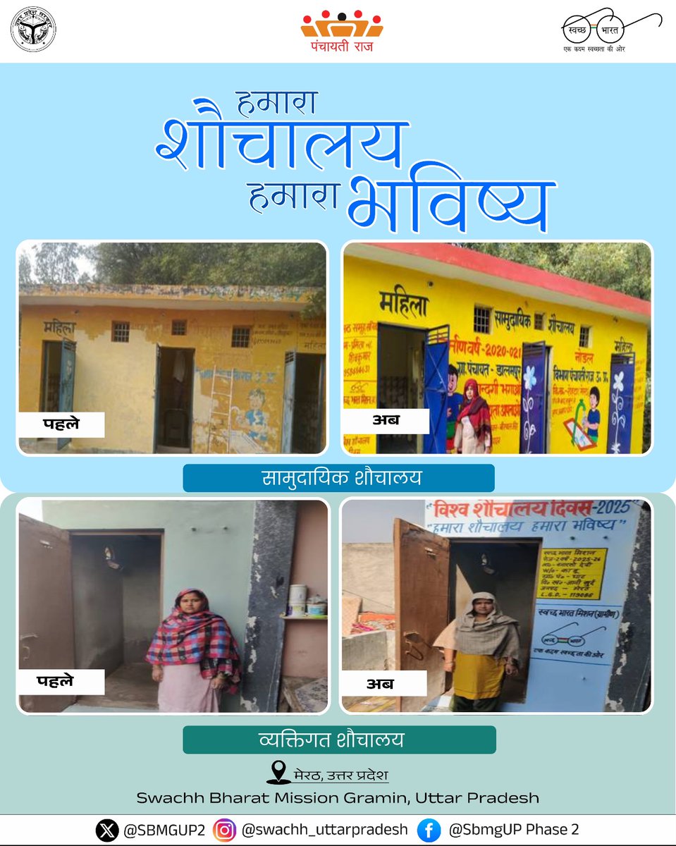 टूटी दीवारों से चमकते बदलाव तक- यह सिर्फ शौचालय नहीं, आत्मसम्मान की नई कहानी है।

“हमारा शौचालय, हमारा भविष्य”

#RuralTransformation #CleanIndia #GrameenVikas #HamaraShauchalayHamaraBhavishya #SanitationForAll #SwasthBharat #NirmalGaon #UPPanchayatiraj