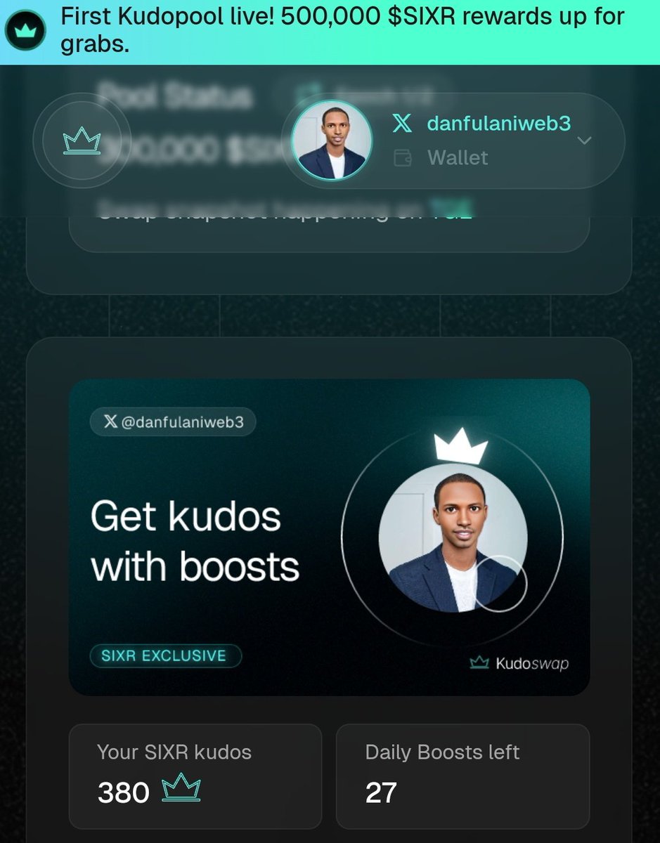 danfulaniweb3's tweet image. I get somany boost to give out today @KudoswapAI

Do not forget to Boost me also  and drop your boost link in comment..

Here is my boost link kudoswap.xyz/pools/SIXR/dan…

@SIXR_cricket