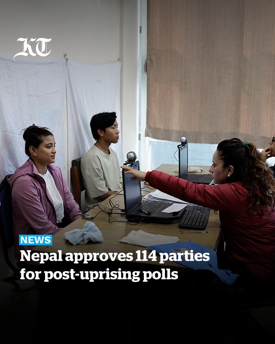 khaleejtimes's tweet image. #Nepal's Election Commission said Tuesday that 114 political parties, several new, have been approved to contest the first #polls since a mass uprising ousted the government.

khaleejtimes.com/world/asia/nep…