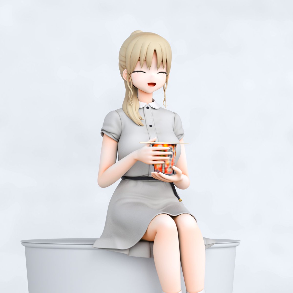 シスター・クレア 「クレアさんの座るフィギュアの3Dモデリング完成! 座るフィギュアを作ろうと決めた」|InabaTewi@にじそ07・wf2023sのイラスト