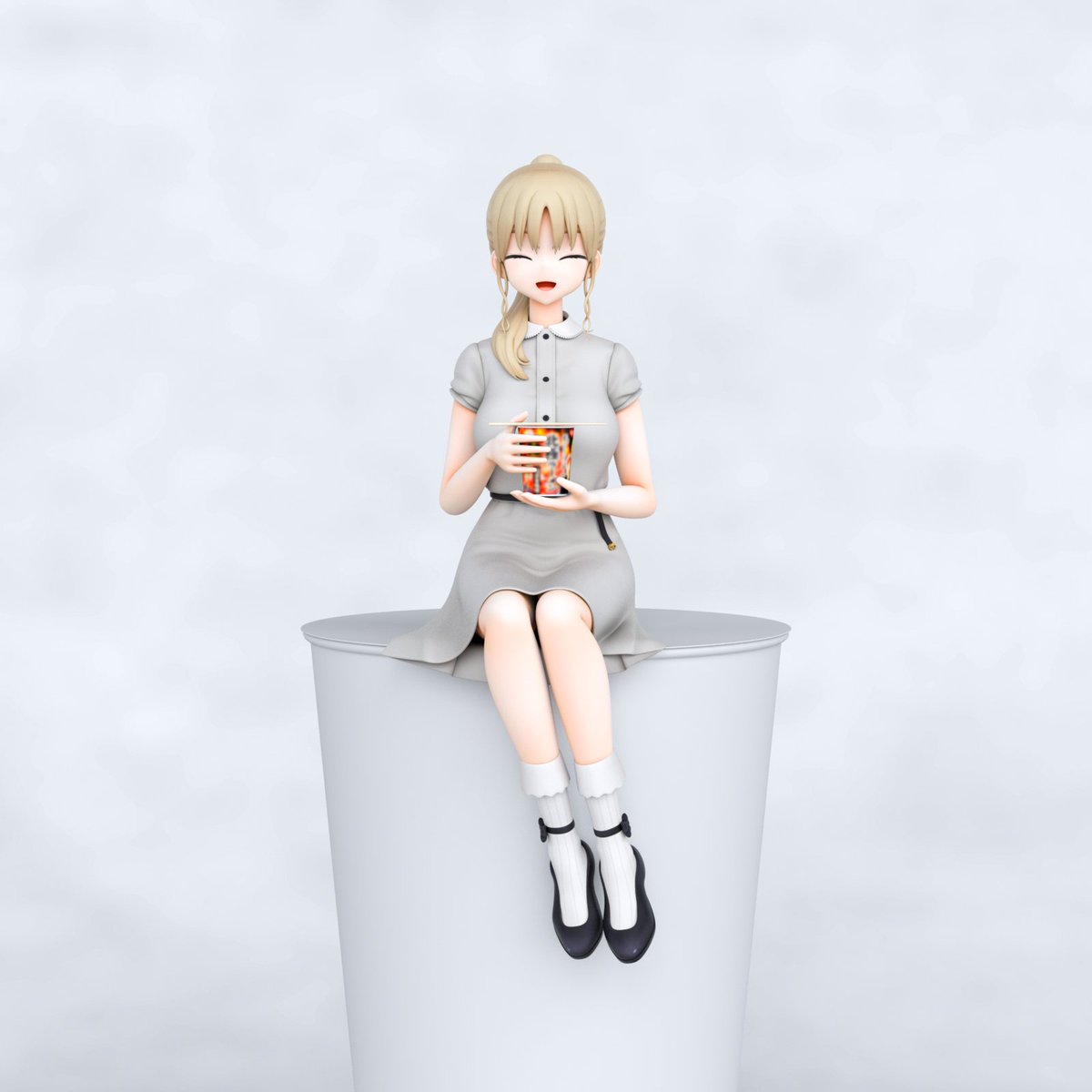 シスター・クレア 「クレアさんの座るフィギュアの3Dモデリング完成! 座るフィギュアを作ろうと決めた」|InabaTewi@にじそ07・wf2023sのイラスト