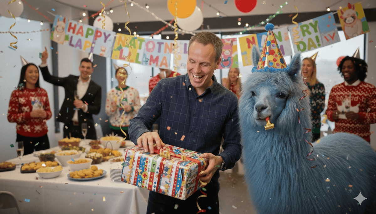 It’s National Llama Day and Larry has been found! 🦙🎉
Huge congrats to Jackie Crick, who chose Jersey Hospice Care, so we’re donating £500 in her name.
Larry is safely back at the Blue Llama office. Thanks everyone for joining in 🩵🦙🎉