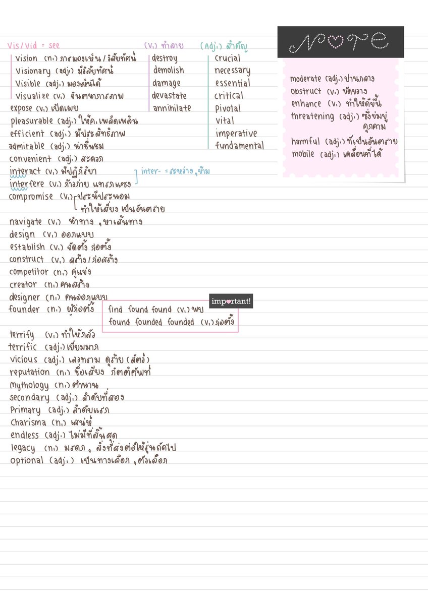 vocab เพิ่มเติมจากคลิปพี่นิรินเหมือนเดิมค้าบ 🎀

𝜗𝜚 drive.google.com/file/d/1xvWQe2… ⋆₊˚ 

video link . .🐽
youtu.be/GAU18ZqzdA4?si…
youtu.be/w-MR6laVeMQ?si…
youtu.be/n0aZzWxZ2Fk?si…
youtu.be/jh0nk18icJg?si…

(#midnightcandiestudy 🌟)