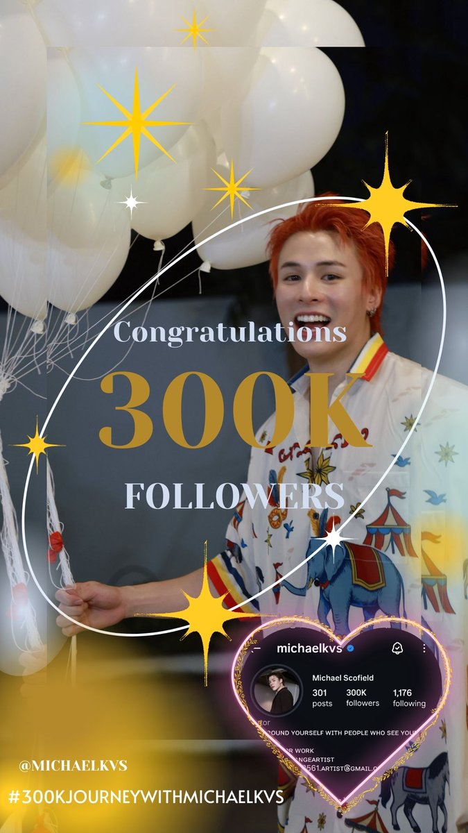 Congratulations 300K followers on IG~ Michael Kiettisak🪄💫
You deserve every bit of this love. Your kindness, talent &amp; positive energy keep bringing more people to you every day
So proud of you ~ keep smiling &amp; shining forever✨🫶🏻🤍
#300KJourneyWithMichaelkvs